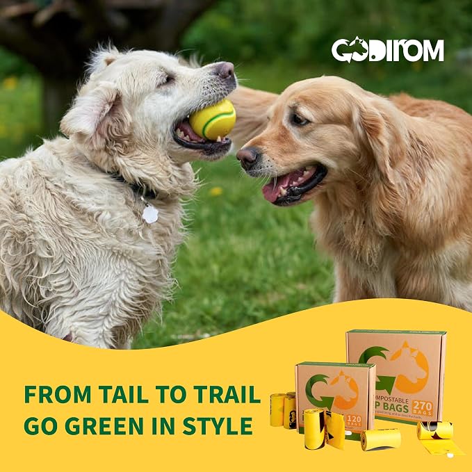 Certified Home Compostable Dog Poop Bags, 270 Extra Thick Bags (18 Rolls) | TÜV AUSTRIA Home Compost, ASTM D6400, EN 13432 & NF T51-800 Certified, Plant Based, Unscented, Leak Proof, Cornstarch