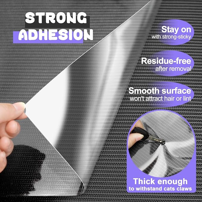JINVOGREEN Cat Scratch Furniture Protector, 196.8 x 11.8 in | Thickened Transparent Self-Adhesive Couch Protector Designed to Help Shield Furniture from Cat Claws and Scratching