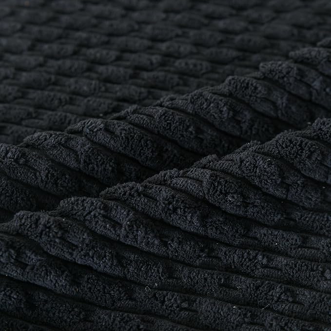 Set of 4 Black Decorative Throw Pillow Covers 20x20 Inch Corduroy Pillow Covers for Bed Couch Sofa Living Room Soft Square Cushion Cases