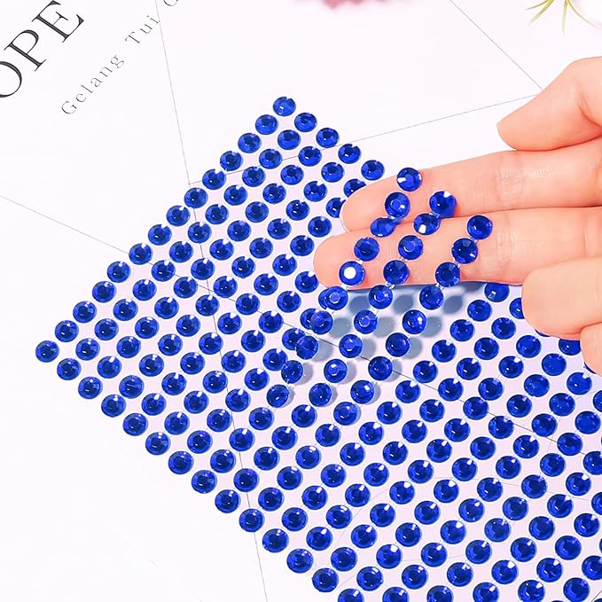 3555pcs Self Adhesive Face Gems for Makeup, Festival Jewels, Hair Gems, Rhinestone Stickers for Face, Eye, Makeup, Nail, Body, Crafts 5sheets (darkblue-3/4/5/6/8mm)