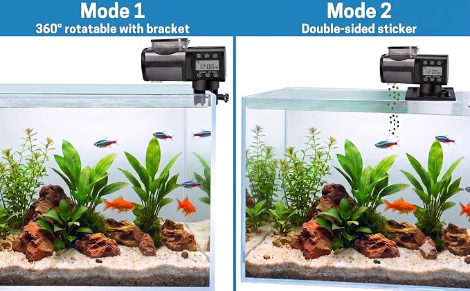 Automatic Fish Feeder: 500ml Bluetooth App Timer | Aquarium pet food dispenser, holiday travel, betta turtle, moisture-proof lid, anti-clog, 4-month battery