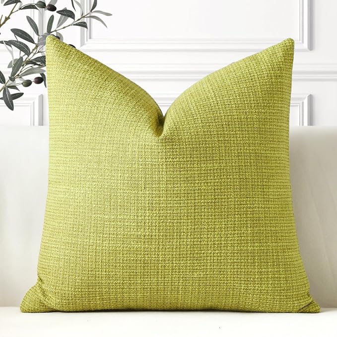 OTOSTAR Linen Throw Pillow Cover Set of 1 Decorative Square Pillowcases Cushion Covers 16x16 Inch for Home Decor Sofa Bedroom Car 40 x 40CM Sage Green