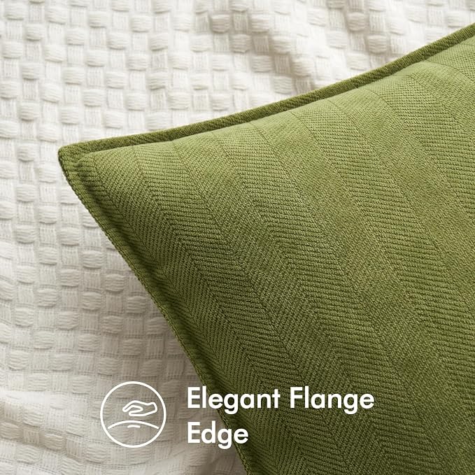 MIULEE Pack of 2 Moss Green Decorative Chenille Pillow Covers 20x20 Inch | Soft Couch Throw Pillows,Farmhouse Cushion Covers with Elegant Design for Sofa,Bedroom,Living Room,Spring Home Decor
