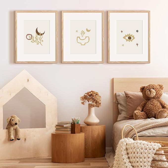 upsimples 16x20 Picture Frame, Gallery Wall Frames Set of 5, Natural | Poster Frame Collage Wall Decor, 11x14 Picture Frame with Mat for Family, Baby, Hallway, Christmas