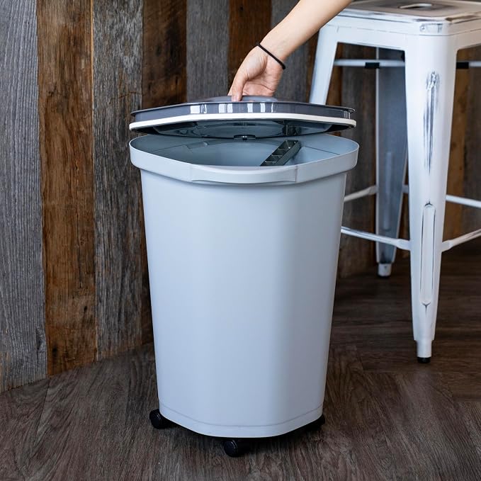 IRIS USA Dog Food Storage Container, Up to 25 lbs, Gray/Dark Gray