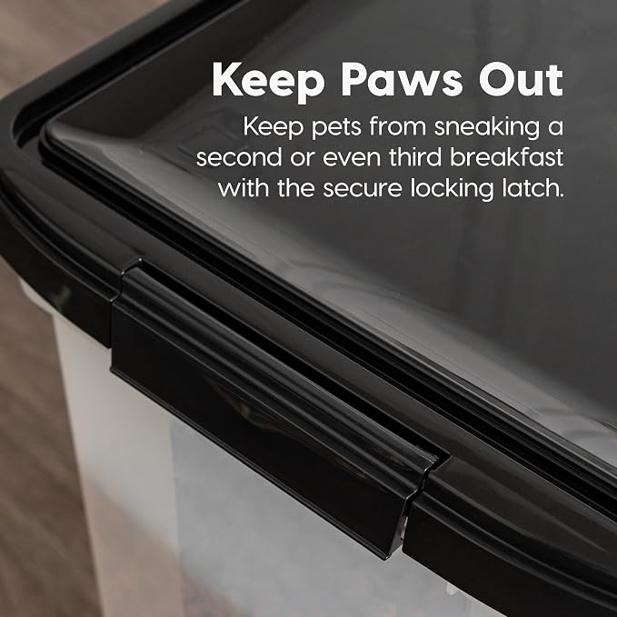 IRIS USA Dog Food Storage Container, Up to 10 lbs, Clear/Black, Made in USA