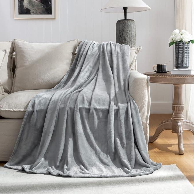 Grey Fleece Plush Throw Blanket 108"x90"for Couch Sofa Fuzzy Cozy Flannel | Super Soft Lightweight Microfiber Blanket for Bed Chair bedroom Home Decor All Season,Birthday Gifts for Women Mom Adult