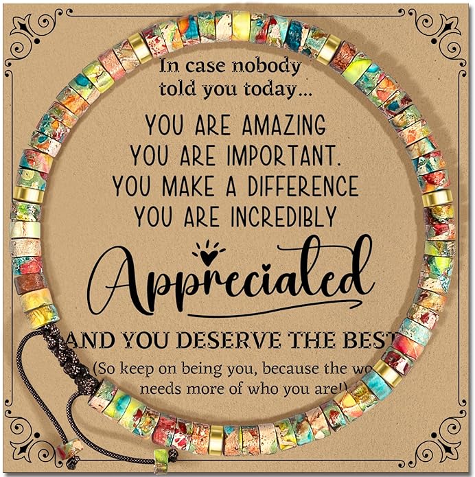 Inspirational Gifts Bracelets for Women: Valentines Mothers Day Birthday Gifts for Women Friends Sister Mom - Healing Natural Stone Beads Bracelets Thinking of you Get Well Soon Gift for Women