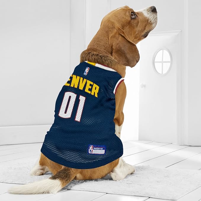 Pets First NBA Denver Nuggets Dog Jersey, Medium- Tank Top Basketball Pet Jersey