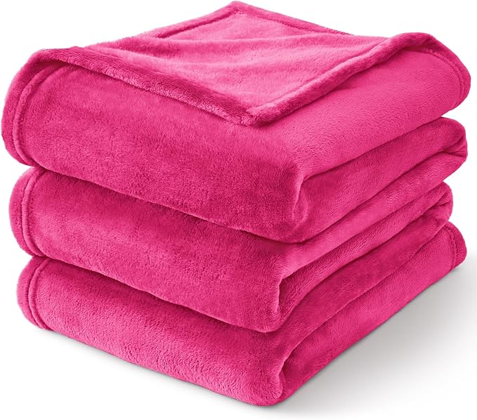 BEDELITE Fleece Blanket Soft Plush Twin Size Blanket Hot Pink 60"x80" | Ultra Soft Fleece, Plush Microfiber, Lightweight Warmth, All Season Comfort, Fade Resistant, Machine Washable, Couch Sofa Bed