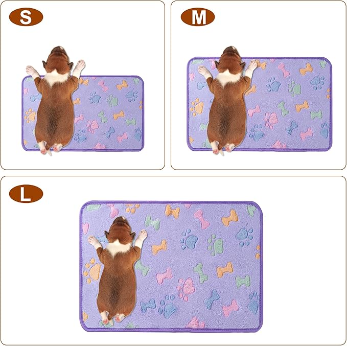 1 Pack 3 Blankets for Dog Puppy Cat (Medium 30x20'', Purple, Pink, Brown) | Super Soft Fluffy Premium Fleece Pet Blanket Flannel Paw Printed Throw