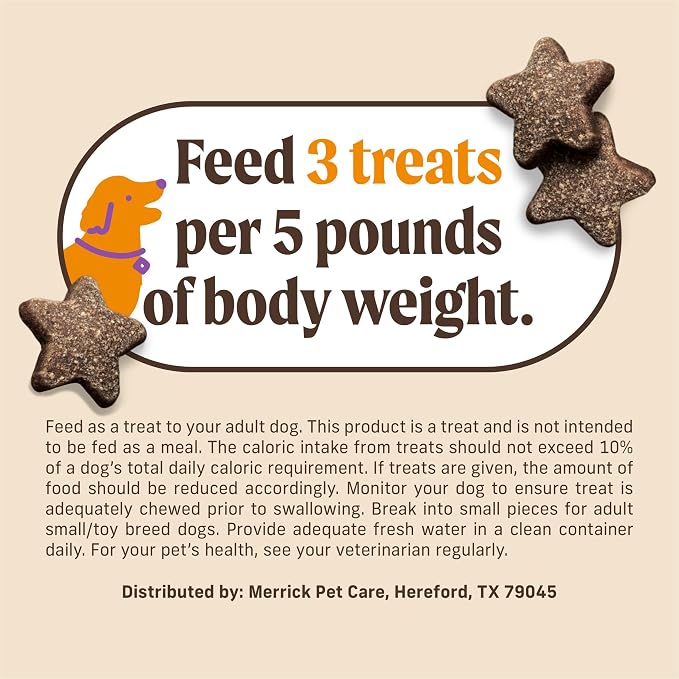 Merrick Power Bites Chicken Recipe Soft Dog Treats, Grain-Free Dog Snack with Real Chicken, 6 oz Bag