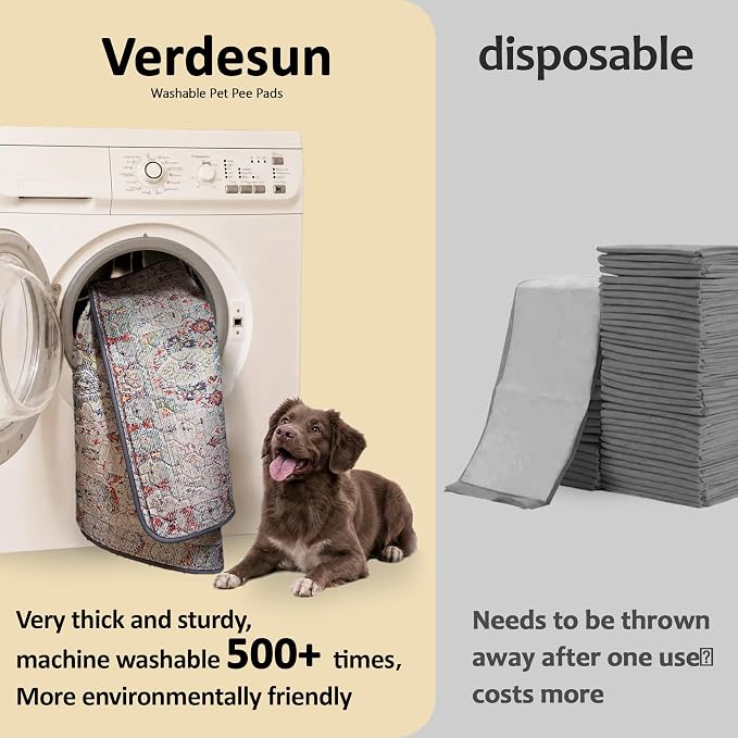 Washable Pee Pads for Dogs, Reusable Puppy Potty Training Pads, Ultra-Absorbent Thick Waterproof Leak-Proof Non-Slip Pads & Mat for Crate, Playpen, Floor, Whelping & Housebreaking , 1 Pack 72"x72"