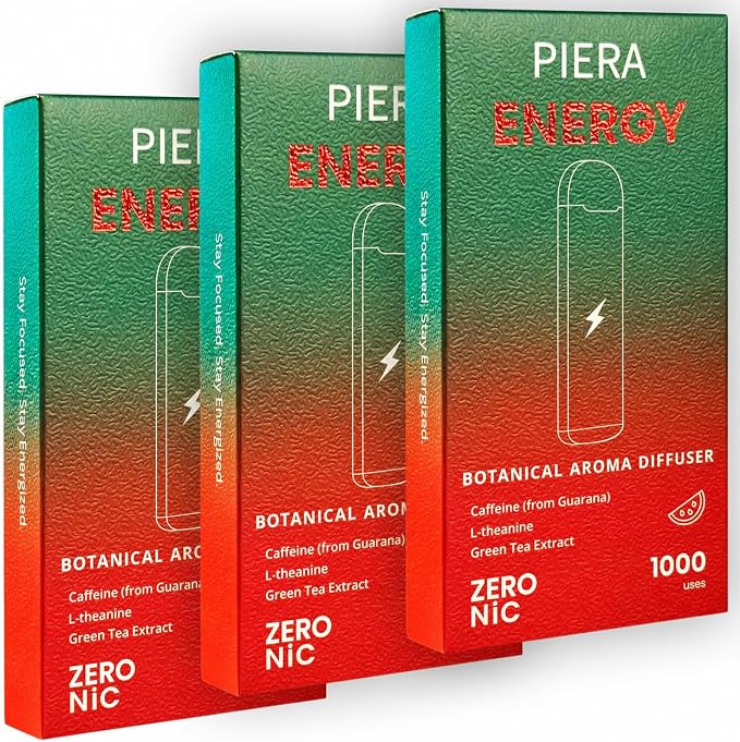 PIERA Botanical Aroma Diffuser Set, Plant-Based Botanical Scent, Non-Electronic Personal Fragrance Accessory, Detox, Sleep & Energy, 3 Sticks, 1 Pack (3, Energy)