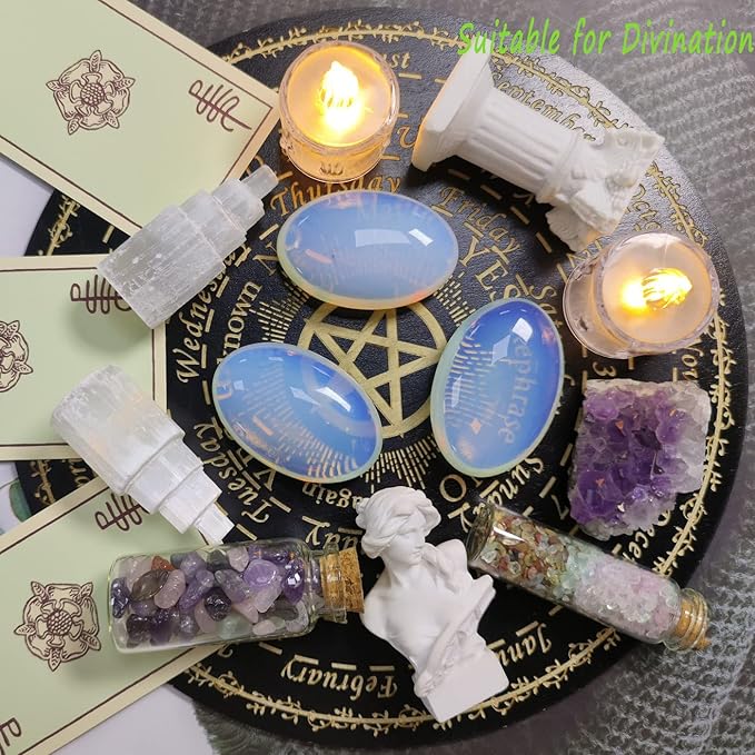 ZHIYUXI 2.4" Opalite Healing Stones Opal Stone Crystals and Healing Stones Gemstones Worry Stone Crystals Decor Protection Crystals Polished Stones Palm Stone Gem Gifts Mediation Energy Balancing 1PC