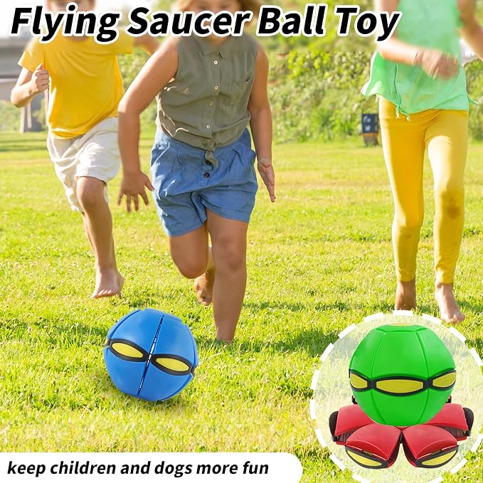 2PCS Magic Bouncing Ball, Magic Meta - Ball, Children's Magic Bouncing Balls, Dual Form Flying Saucer, Parent-Child Interaction with 3 Light Suitable for Indoor & Outdoor Play Green and Blue