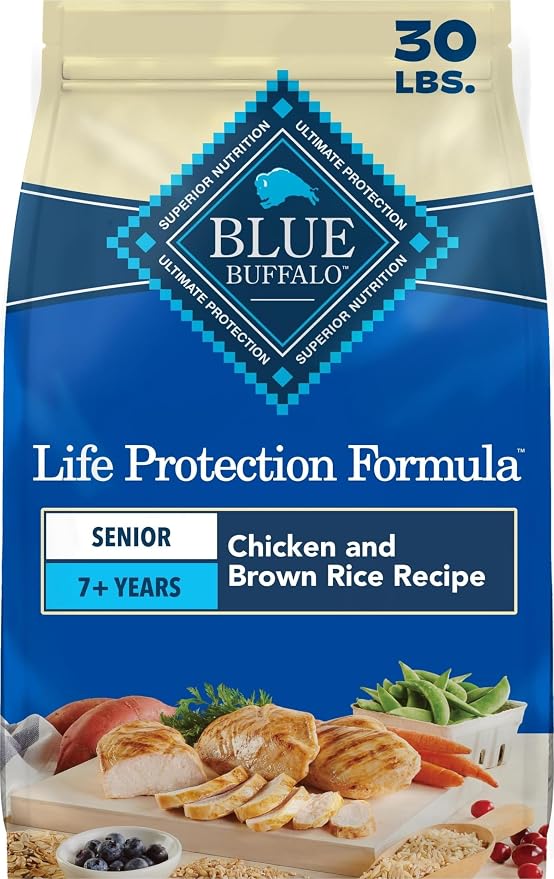 Blue Buffalo Life Protection Formula Chicken Senior 7+ Dry Dog Food, 30 lb | Real Chicken #1 Ingredient, Glucosamine & Chondroitin for Joint Health & Mobility, Antioxidant-Rich LifeSource Bits,