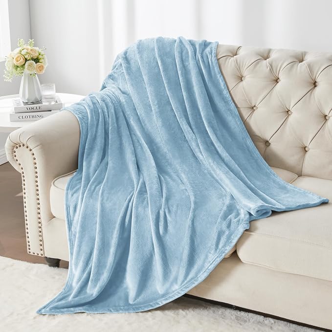 BEDELITE Fleece Blanket Soft Plush Twin Size Blanket Washed Blue 60"x80" | Ultra Soft Fleece, Plush Microfiber, Lightweight Warmth, All Season Comfort, Fade Resistant, Machine Washable, Couch Sofa Bed