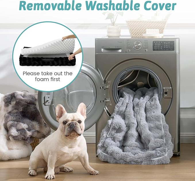 COZY KISS Soft Orthopedic Dog Bed Washable for Medium Small Dogs, M Sized | Soft Warm Pet Sofa with Sides or Bolster, Non-Slip and Big Dog Couch with Removable Waterproof Cover, 30x20 inch, Black