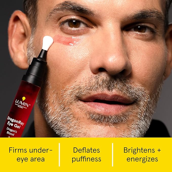 Lumin DragonRay Eye Gel, Under Eye Serum for Red Light Therapy, Peptides, Hyaluronic Acid & Caffeine Cream, Reduces Dark Circles & Puffiness, Compatible w Luminator Eye Mask, Vegan, 0.51oz (15ml)
