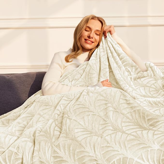 Whale Flotilla Soft Flannel Fleece Twin Size Blanket for Bed, Ivory | Cozy Lightweight Breathable Coverlet, Plush Fluffy Bedspread, Vintage Pattern Decorative Blanket for Dorm, All Season 60"x80"