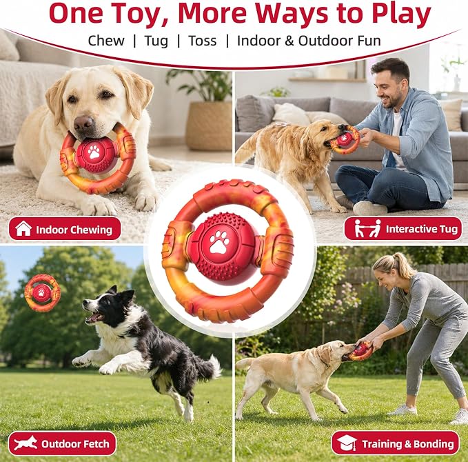 Pamlulu Tough Dog Toys for Aggressive Chewers, Indestructible Dog Toy for Large Dogs, Nylon Chew Toys for Medium Large Breed, Interactive Dog Toys to Keep Them Busy, Dog Birthday