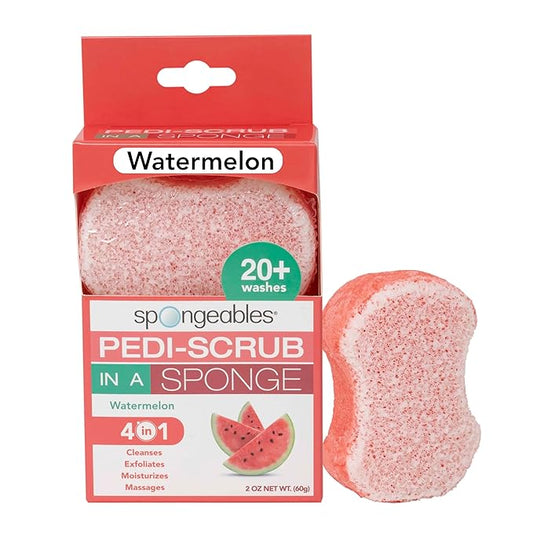 Spongables Pedi Scrub Foot Exfoliating 20+ Wash Sponge, Watermelon, 1 Count