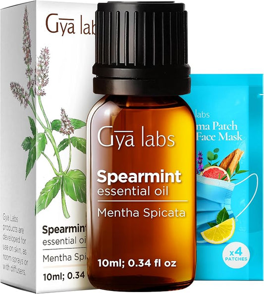 100% Pure Spearmint Essential Oil - 0.34 Fl Oz - Spearmint Oil for Hair, Skin, Diffuser, Aromatherapy & DIY Candle Making Scent