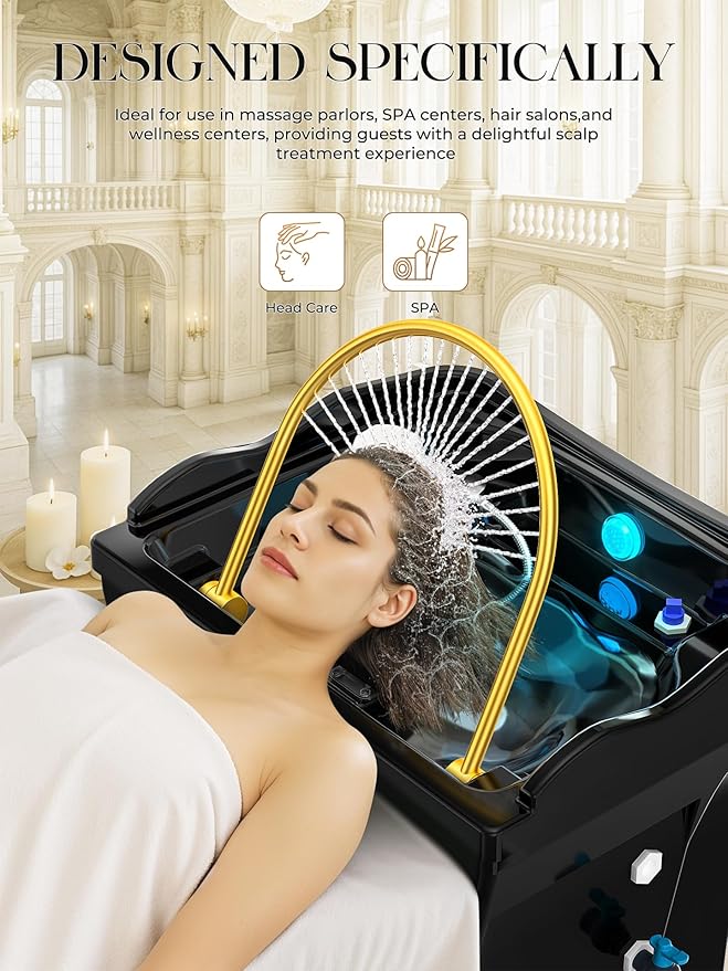 Head Spa Equipment, Portable Head Spa with Large Water Tank | Featuring Water Circulation System & Knob Panel | Ideal for Salon, Barber Shop and Home Use