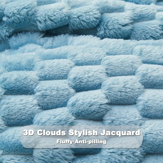 NEWCOSPLAY Fleece Clouds Cozy King Blanket for Couch, Blue, 90"x110" | Premium Silky Flannel Blanket, Soft Lightweight Fluffy Throw Blanket for Bed Sofa Decor, Gift for All Season Use