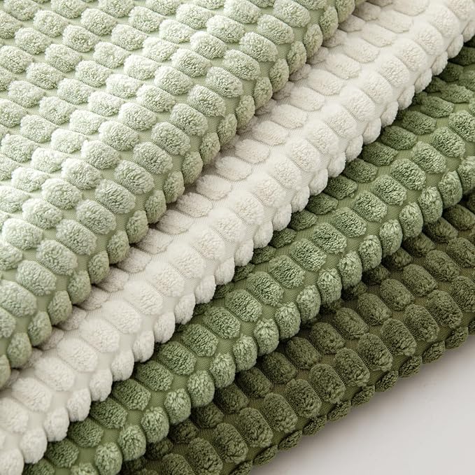 MIULEE Farmhouse Decorative Pillow Covers 18x18 Inch Set of 4 Light Green | Modern Natural Rustic Throw Pillows, Neutral Warm Soft Corduroy Couch Pillowcases, Home Decor for Sofa Living Room Bed