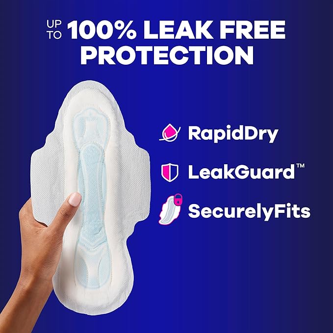 Always Maxi Overnight Feminine Pads with Wings for Women, Size 4, Overnight Absorbency, Unscented, Up to 100% Leak-Free Protection, 72 Count