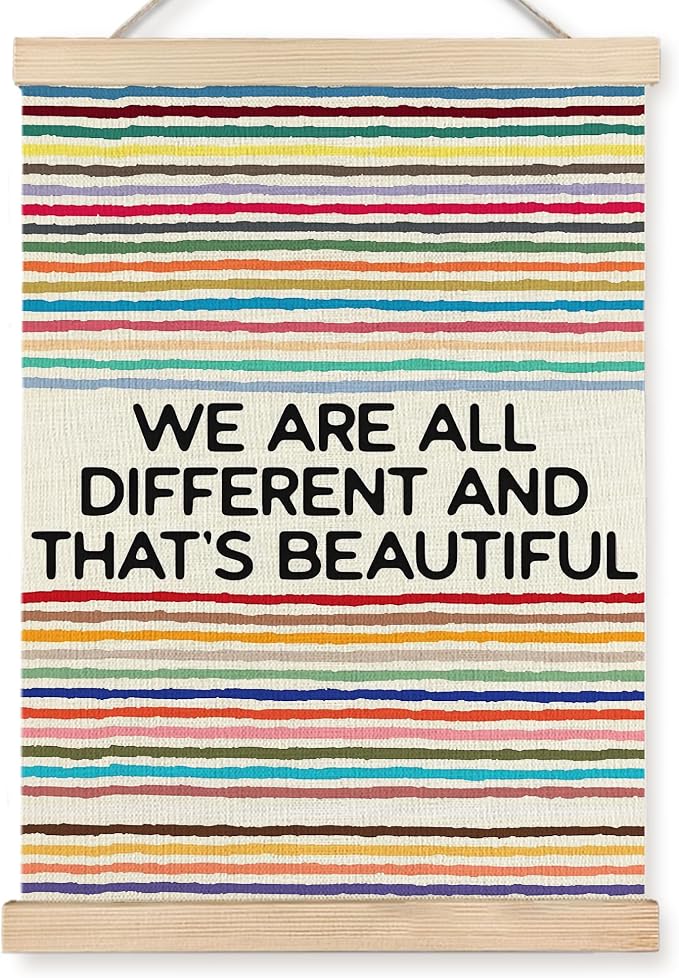 URLLUAE Rainbow Inspirational Wall Decor Posters for Classroom, Inspirational Equality Motivational Poster Hanger Frame for Vintage Classroom School Counselor Therapy Office Wall Decor, 12x16 Inch