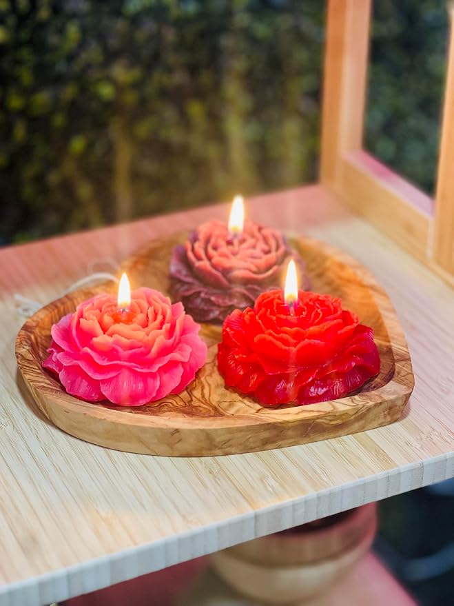 Peony Flower Shaped Candle with Scent, Soy Wax Blend Aromatherapy Candle, Gift Candle, Gifts for Women, Candles for spa, Stress Relief, Meditation, Wedding, Home Decor, Relaxing Atmosphere, (Violet)