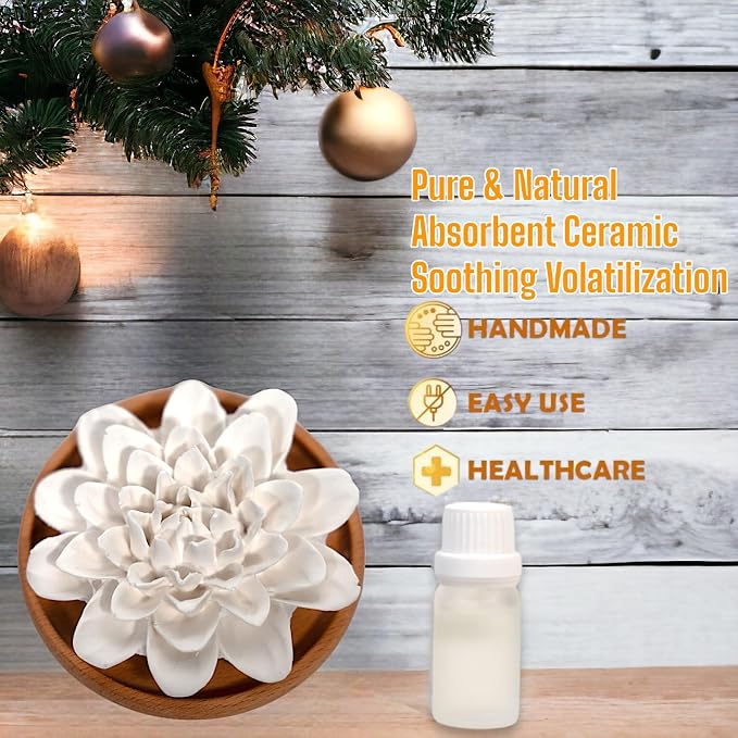 SINT Aroma Diffuser Diatomite Peony Flower | Essential Oil Diffuser with Aromatherapy Fragrant Oil | Diffusers for Home, Oil Diffuser, Room Décor | White, Fig Fragrance 10 ML