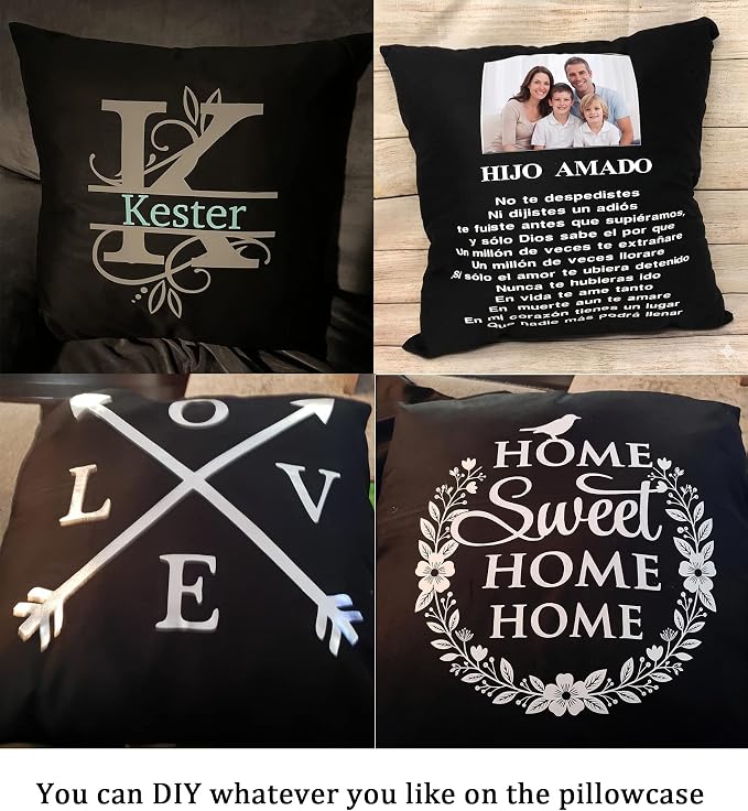 Thmyo 4-Pack 100% Cotton Comfortable Solid Decorative Throw Pillow Case Square Cushion Cover Sublimation Blank Pillow Covers DIY Pillowcases (Only Covers,Not Pillow Shams)(20x20inch/50x50cm,Black)