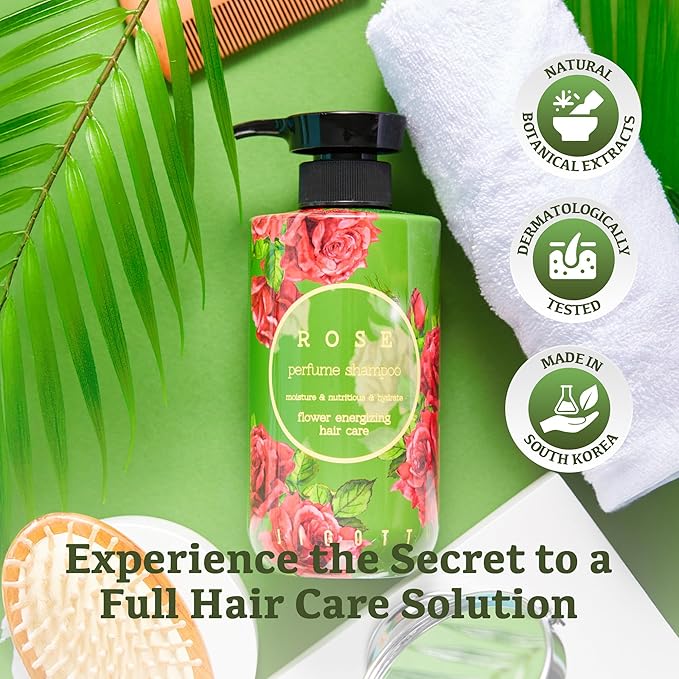Jigott - Rose Perfume Shampoo 16.9 FL OZ, 500ml, Soft Rose Scent, K-beauty hair care