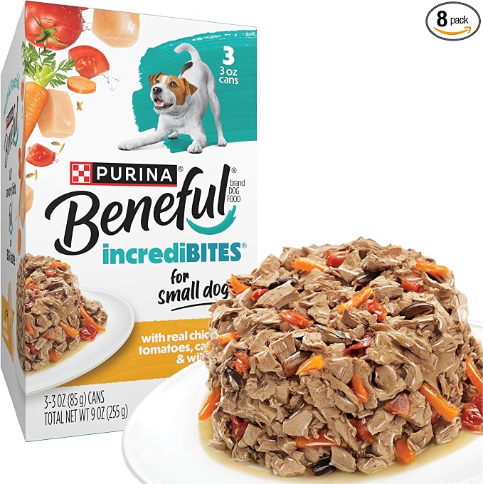 Purina Beneful Small Breed Wet Dog Food in Gravy, IncrediBites With Real Chicken - (8 Packs of 3) 3 oz. Cans