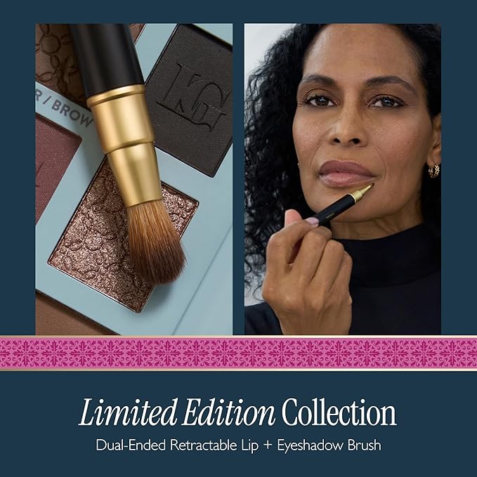 LAURA GELLER NEW YORK Retractable Dual-Ended Lip & Eyeshadow Brush | Two-in-One Tool for Applying Eye Makeup and Lipsticks with Ease | Travel Friendly Retractable Design