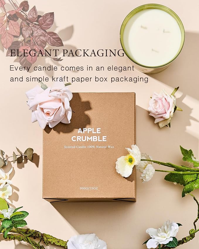 M&SENSE Tropical Spice Peach Soy Candle, 35oz 3 Wick 150H, Large Fruity Aromatherapy Candles Natural Scent, Housewarming Gift