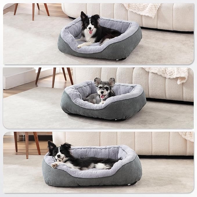 Small Dog Bed for Small Dogs, Cat Beds for Indoor Cats Washable, Orthopedic Dog Bed, Warming Soft Calming Sleeping Puppy Bed Durable Pet Bed with Anti-Slip Bottom S(20"x19"x6")