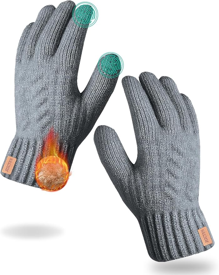 JIZCTBN Winter Thermal Gloves for Men Women - Upgraded Touch Screen Warm Fleece Lining Gloves for Running, Cold Weather