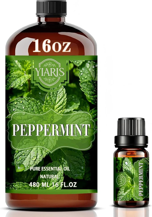Peppermint Essential Oil-YIARIS Peppermint Essential Oill-16.33 Fl Oz,Pure and Natural Fragrance Oil for Aroma Diffuser,Cleaning,Personal Care,Massage,Yoga,DIY Candle,DIY Soap
