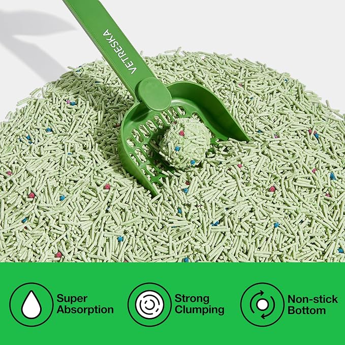 VETRESKA Tofu Cat Litter, Odor Control, Greentea 5.5lb×2bags | Natural Kitty Litter Strong Clumping Flushable Cat Litter Pellet Ultra Absorbent,Dust-Free,Low Tracking Deodorant Tofu Litter