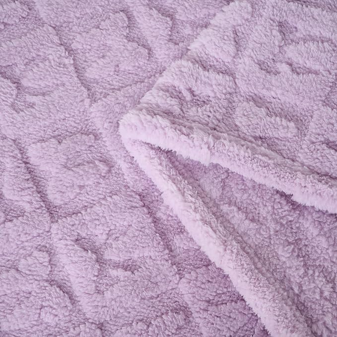 Lavender Plush Throw Blanket 50 x 60 Inch, Soft Fuzzy Fleece Blanket with Purple Bow, Cozy Decorative Blanket for Couch, Sofa, Bed and Bedroom