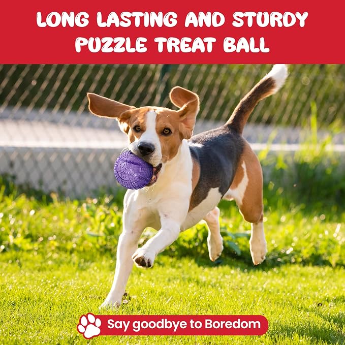 SPOT Dura-Brite Treat Ball - Treat Dispensing Dog Toy Made with Durable TPR Rubber, Interactive Slow Feeder Puzzle Ball, Prevents Boredom and Makes Mealtime Fun - 3in, Assorted Colors