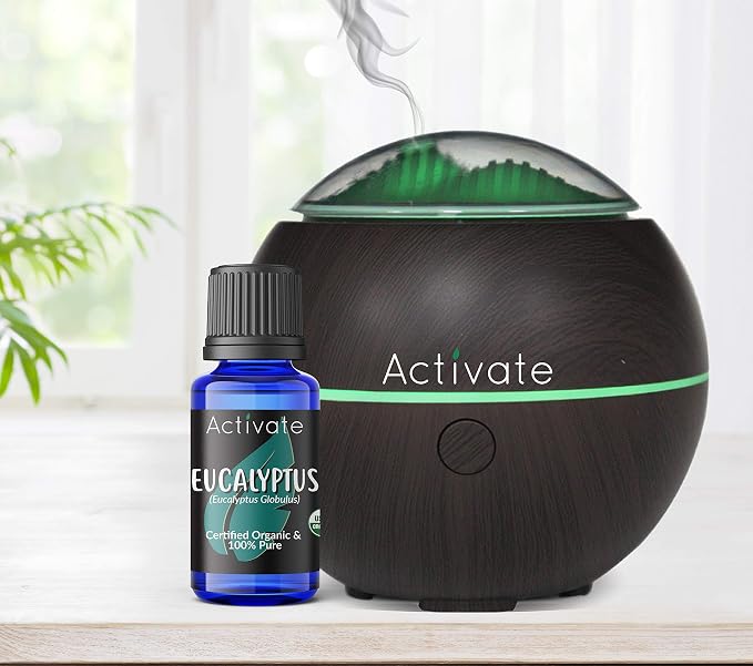 Eucalyptus Essential Oil Organic, USDA Organic, 100% Pure Eucalyptus Globulus, Steam Distilled Essential Oil for Aromatherapy, Diffuser, Massage, Humidifier & DIY Projects, 10ml