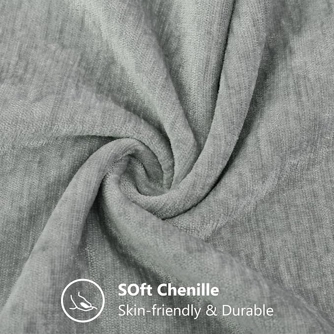 decorUhome Soft Chenille Grey Throw Pillow Covers 12X20 Set of 2 | Decorative Fall Couch Pillow Covers Solid Dyed Accent Modern Farmhouse Neutral Rectangle Pillow Cases for Sofa