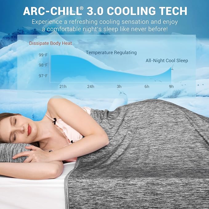 Elegear Revolutionary Arc-Chill® 3.0 Cooling Blanket for Hot Sleepers Queen | Q-Max>0.5 Cooling Fabric, Absorbs Heat to Keep Body Cool, Lightweight Summer Blankets for Night Sweats & Menopause, 90"x90"
