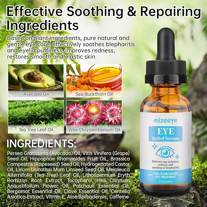 Eye Serum For Chalazion & Blepharitis, 2 PCS Chalazion Remover For Eyelid, Eyelid Serum With Avocado Oil, Sea Buckthorn Oil & Caffeine, Relieve Puffiness and Eye Fatigue